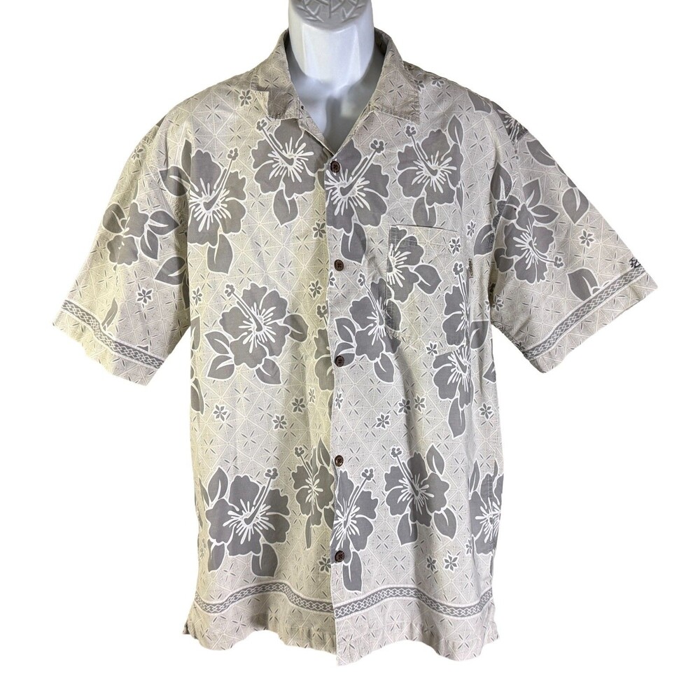 GOTCHA Island Time Men's Short Sleeve Button Down‎ Floral Hawaiian Shirt Large